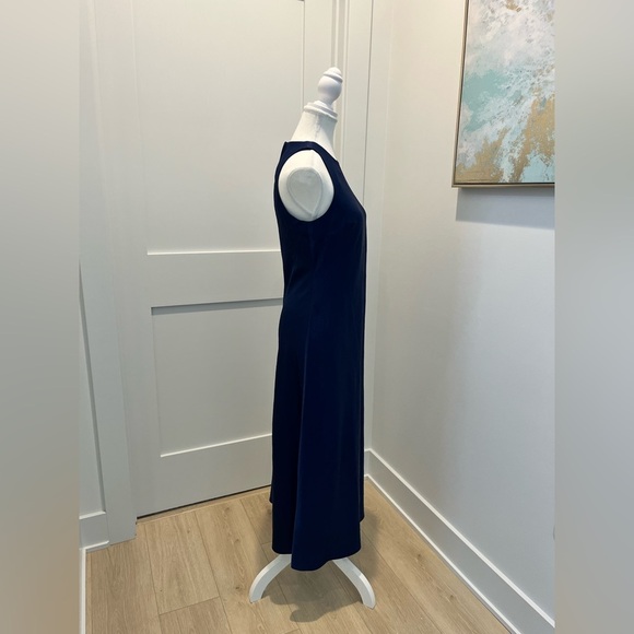 Madewell Deep Cobalt Satin Jeweltone Sleeveless Midi Flowy Dress NEW NS238 sz 0 - Picture 6 of 11